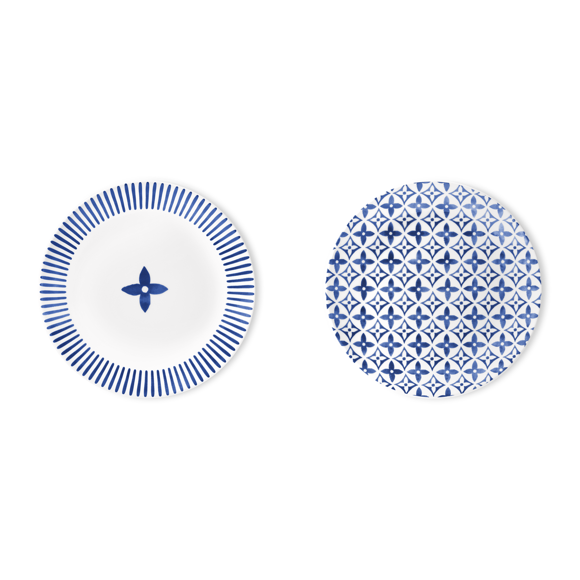 Set Of 2 Side Plates Monogram Flower Tile - Home and Art of Dining